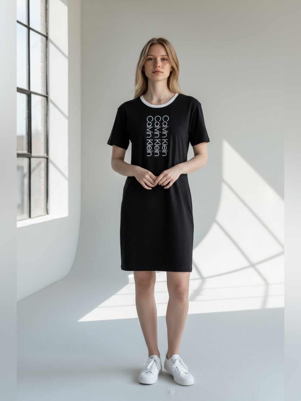 Calvin Klein Logo Black Women’s Mini T-Shirt Dress Size Medium NWT